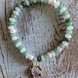 Stone Beaded Bracelet w/ Turtle